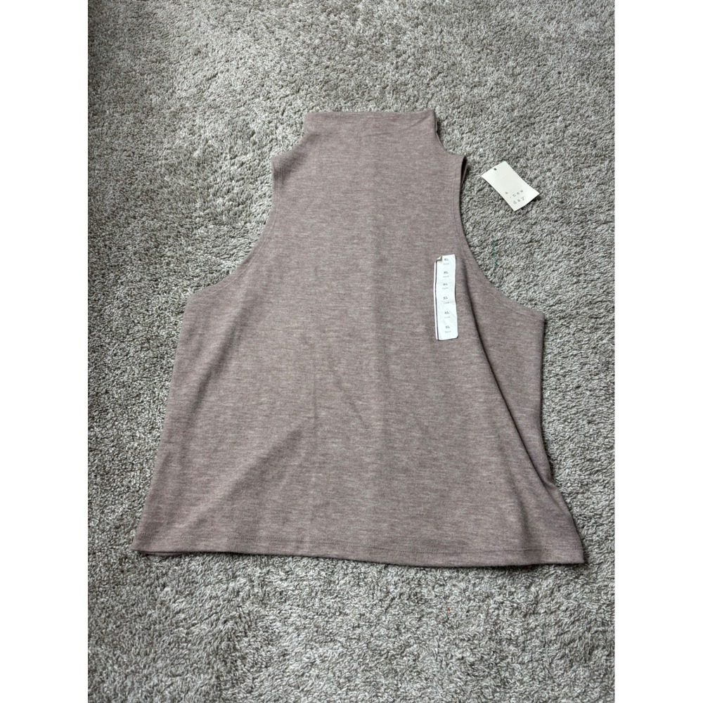 A New Day Oatmeal Heather Mock Neck Sleeveless Tank Top XL NWT 018009761